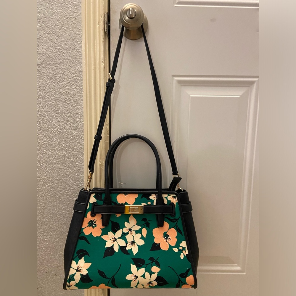 Kate Spade Lucia Lily Blooms Top Handle Crossbody Satchel Bag